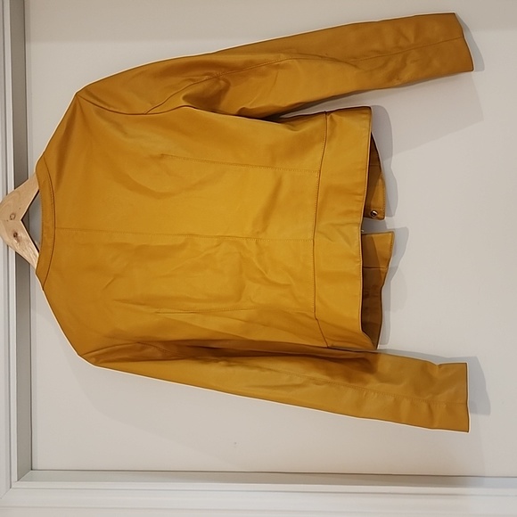 Zara Mustard Faux Leather Jacket Size S/M - Picture 3 of 3